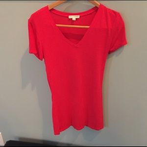 Red v-neck top